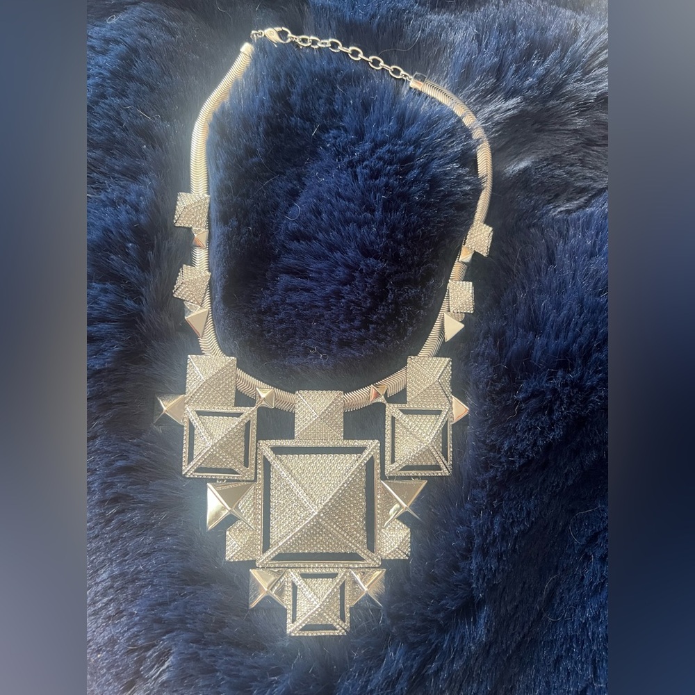 Swarovski Geometric Silver Statement Necklace - image 2